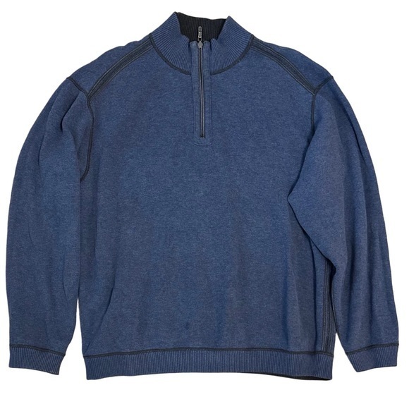 Tommy Bahama Blue Charcoal‎ Flip Coast Half-Zip Reversible Sweater Sz XL - Picture 2 of 5